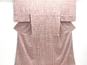 更㐂作　縮緬地　格子模様小紋着物